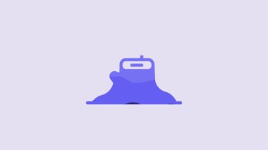 Blue Tree stump icon isolated on purple background. 4K Video motion graphic animation.