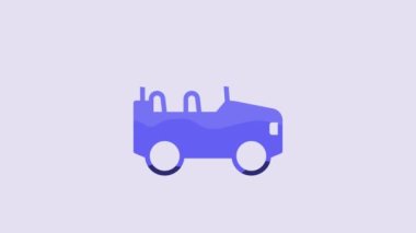 Blue Safari car icon isolated on purple background. 4K Video motion graphic animation.