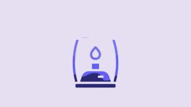 Blue Camping lantern icon isolated on purple background. 4K Video motion graphic animation.