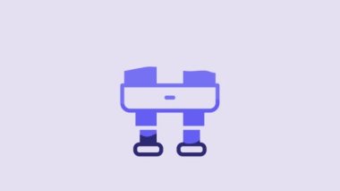 Blue Binoculars icon isolated on purple background. Find software sign. Spy equipment symbol. 4K Video motion graphic animation.