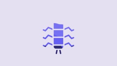 Blue Centipede insect icon isolated on purple background. 4K Video motion graphic animation.