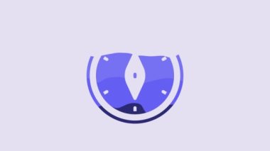 Blue Compass icon isolated on purple background. Windrose navigation symbol. Wind rose sign. 4K Video motion graphic animation.