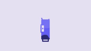 Blue Flashlight icon isolated on purple background. 4K Video motion graphic animation.