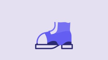 Blue Hunter boots icon isolated on purple background. 4K Video motion graphic animation.