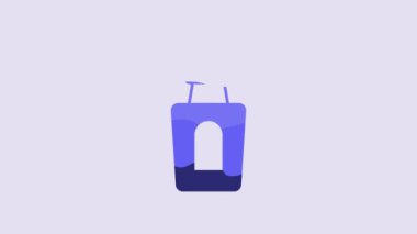 Blue Bottle with potion icon isolated on purple background. Flask with magic potion. Happy Halloween party. 4K Video motion graphic animation.
