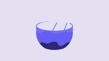 Blue Witch cauldron icon isolated on purple background. Happy Halloween party. 4K Video motion graphic animation.