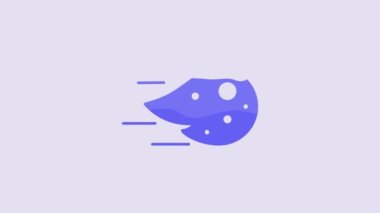 Blue Fireball icon isolated on purple background. 4K Video motion graphic animation.