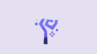 Blue Magic staff icon isolated on purple background. Magic wand, scepter, stick, rod. 4K Video motion graphic animation.