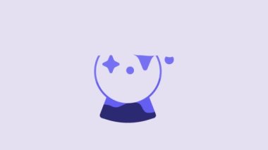 Blue Magic ball icon isolated on purple background. Crystal ball. 4K Video motion graphic animation.