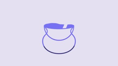 Blue Witch cauldron icon isolated on purple background. Happy Halloween party. 4K Video motion graphic animation.
