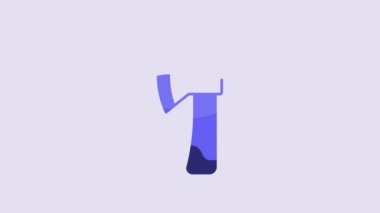 Blue Wooden axe icon isolated on purple background. Lumberjack axe. 4K Video motion graphic animation.