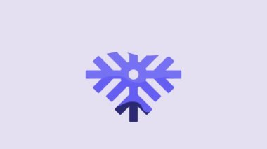 Blue Snowflake icon isolated on purple background. Merry Christmas and Happy New Year. 4K Video motion graphic animation.