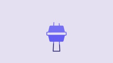 Blue TV CN Tower in Toronto icon isolated on purple background. Famous world landmarks icon concept. Tourism and vacation theme. 4K Video motion graphic animation.