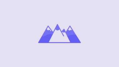 Blue Canadian landscape with mountains and lake icon isolated on purple background. 4K Video motion graphic animation.