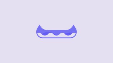 Blue Kayak and paddle icon isolated on purple background. Kayak and canoe for fishing and tourism. Outdoor activities. 4K Video motion graphic animation.