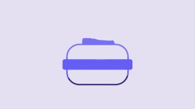 Blue Stone for curling sport game icon isolated on purple background. Sport equipment. 4K Video motion graphic animation.