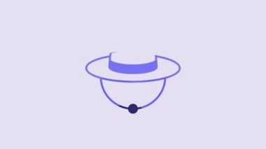 Blue Canadian ranger hat uniform icon isolated on purple background. 4K Video motion graphic animation.