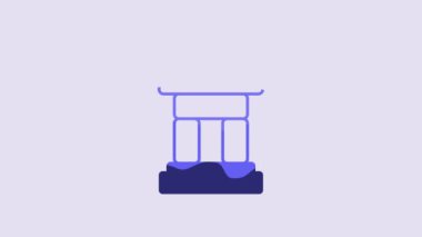 Blue Inukshuk icon isolated on purple background. 4K Video motion graphic animation.
