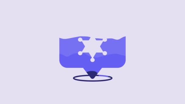 Blue Hexagram Sheriff Icon Isolated Purple Background Police Badge Icon — Wideo stockowe