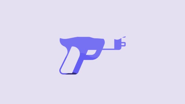 Blue Police Electric Shocker Icon Isolated Purple Background Shocker Protection — Stok video