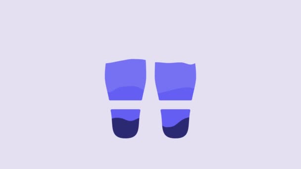 Blue Footsteps Icon Isolated Purple Background Detective Investigating Follow Footsteps — Vídeo de Stock
