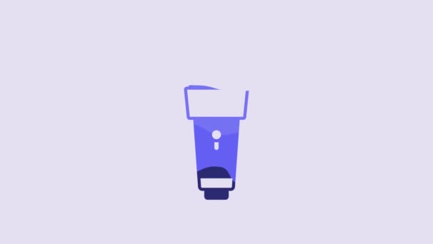 Icono Linterna Azul Aislado Sobre Fondo Púrpura Animación Gráfica Vídeo — Vídeos de Stock