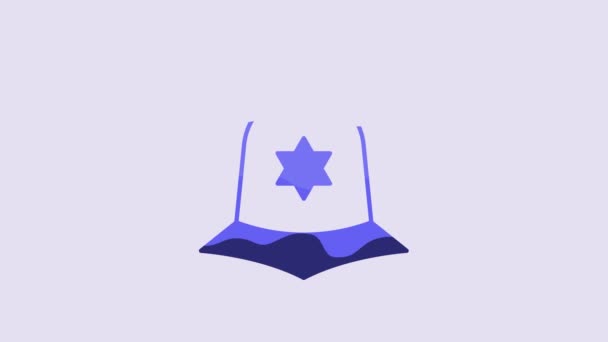 Icono Azul Del Casco Policía Británica Aislado Sobre Fondo Púrpura — Vídeos de Stock
