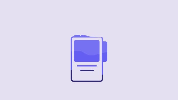 Иконка Blue Walkie Talkie Выделена Фиолетовом Фоне Портативный Значок Радиопередатчика — стоковое видео