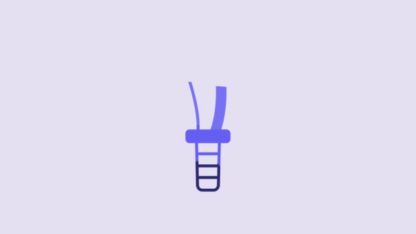 Blue Military Knife Icon Isolated Purple Background Video Motion Graphic — Vídeo de Stock
