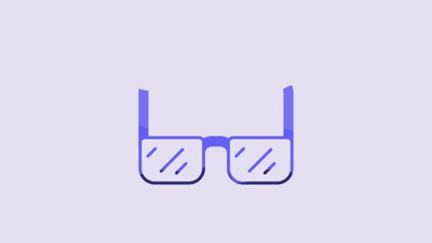 Blue Safety Goggle Glasses Icon Isolated Purple Background Video Motion — Vídeos de Stock