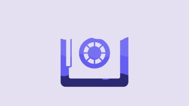 Blue Safe Icon Isolated Purple Background Door Safe Bank Vault — Stockvideo