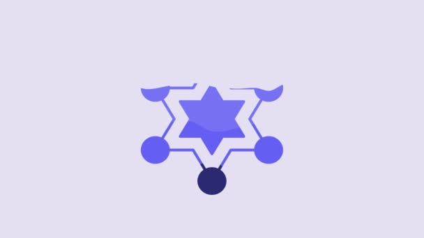 Blue Hexagram Sheriff Icon Isolated Purple Background Police Badge Icon — 图库视频影像