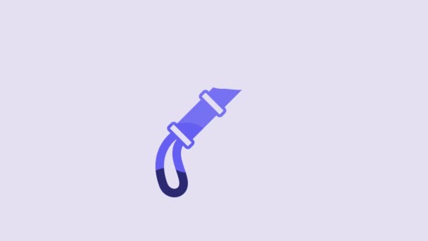 Blue Police Rubber Baton Icon Isolated Purple Background Rubber Truncheon — Stock video