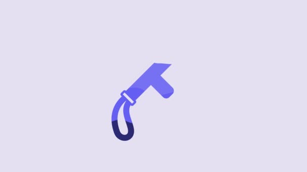 Blue Police Rubber Baton Icon Isolated Purple Background Rubber Truncheon — Video Stock