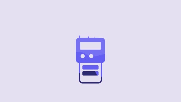Blue Walkie Talkie Icon Isolated Purple Background Portable Radio Transmitter — 비디오