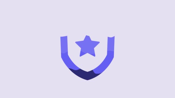 蓝色警徽图标隔离在紫色背景 警长徽章标志 4K视频运动图形动画 — 图库视频影像
