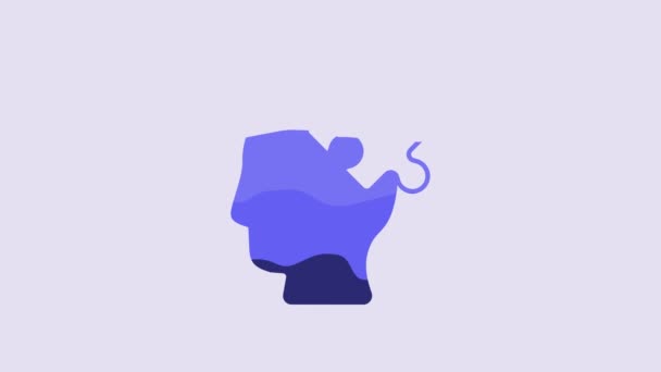 Голубое Решение Проблемы Психологии Иконка Выделена Фиолетовом Фоне Головоломка Терапия — стоковое видео