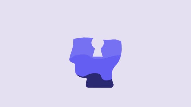 Голубое Решение Проблемы Психологии Иконка Выделена Фиолетовом Фоне Ключ Терапия — стоковое видео