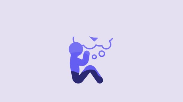 Blue Human Head Heart Icon Isolated Purple Background Love Concept — Wideo stockowe
