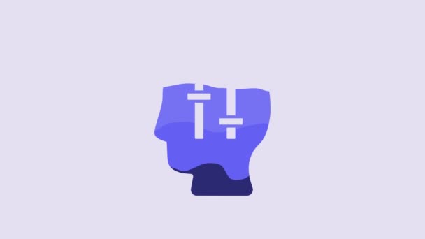 Blue Solution Problem Psychology Icon Isolated Purple Background Puzzle Therapy — Wideo stockowe
