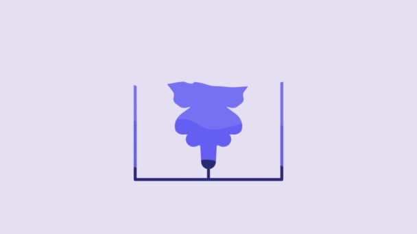 紫色の背景に隔離された青色のRorschachテストアイコン 精神科の診断用インブロットテスト ローチ 4Kビデオモーショングラフィックアニメーション — ストック動画