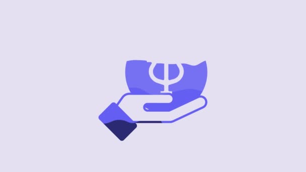 Blue Psychology Icon Isolated Purple Background Psi Symbol Mental Health — 图库视频影像