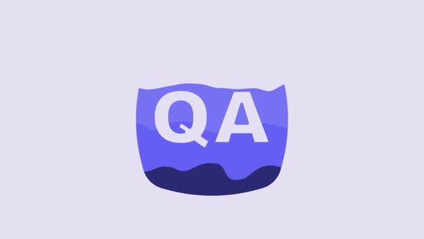 Blue Speech Bubbles Question Answer Icon Isolated Purple Background Symbol — Video Stock