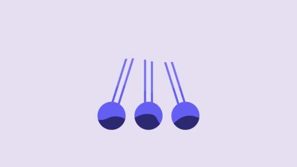 Blue Pendulum Icon Isolated Purple Background Newtons Cradle Video Motion — 图库视频影像