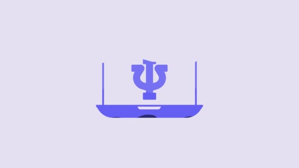 Blue Online Psychological Counseling Distance Icon Isolated Purple Background Psychotherapy — Stockvideo