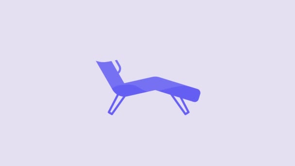 Blue Armchair Icon Isolated Purple Background Video Motion Graphic Animation — 图库视频影像