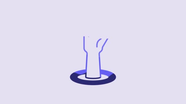 Blue Helping Hand Icon Isolated Purple Background Video Motion Graphic — Wideo stockowe