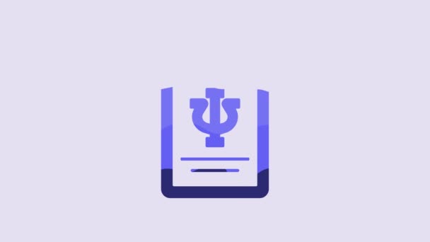 Синий Значок Психология Фиолетовом Фоне Символ Пси Концепция Психического Здоровья — стоковое видео