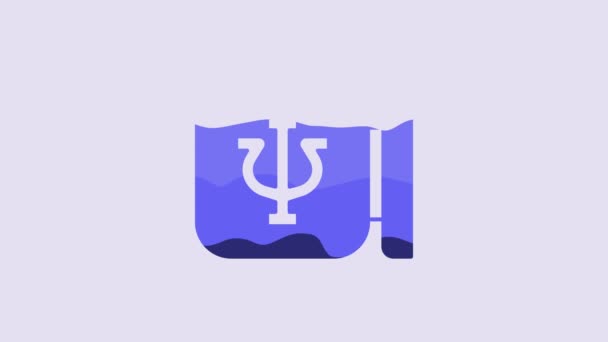 Blue Psychology Icon Isolated Purple Background Psi Symbol Mental Health — Stok video