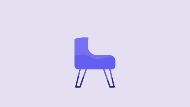 Blue Armchair Icon Isolated Purple Background Video Motion Graphic Animation — Video